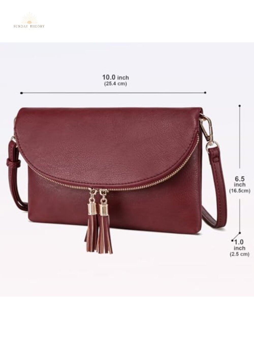 Envelope Clutch Purse with 6 Card Slots, Crossbody Bag with Tassels - Picture 2 of 6